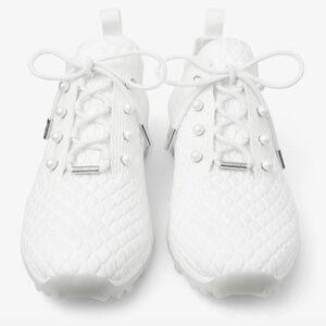 Jimmy Choo Veles White Textured Knit Trainers
